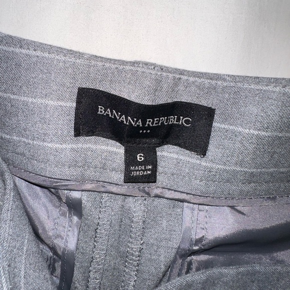 Banana Republic Women's Grey With White Stripe Tie Waist Cropped Pant Size 6 - Picture 6 of 11